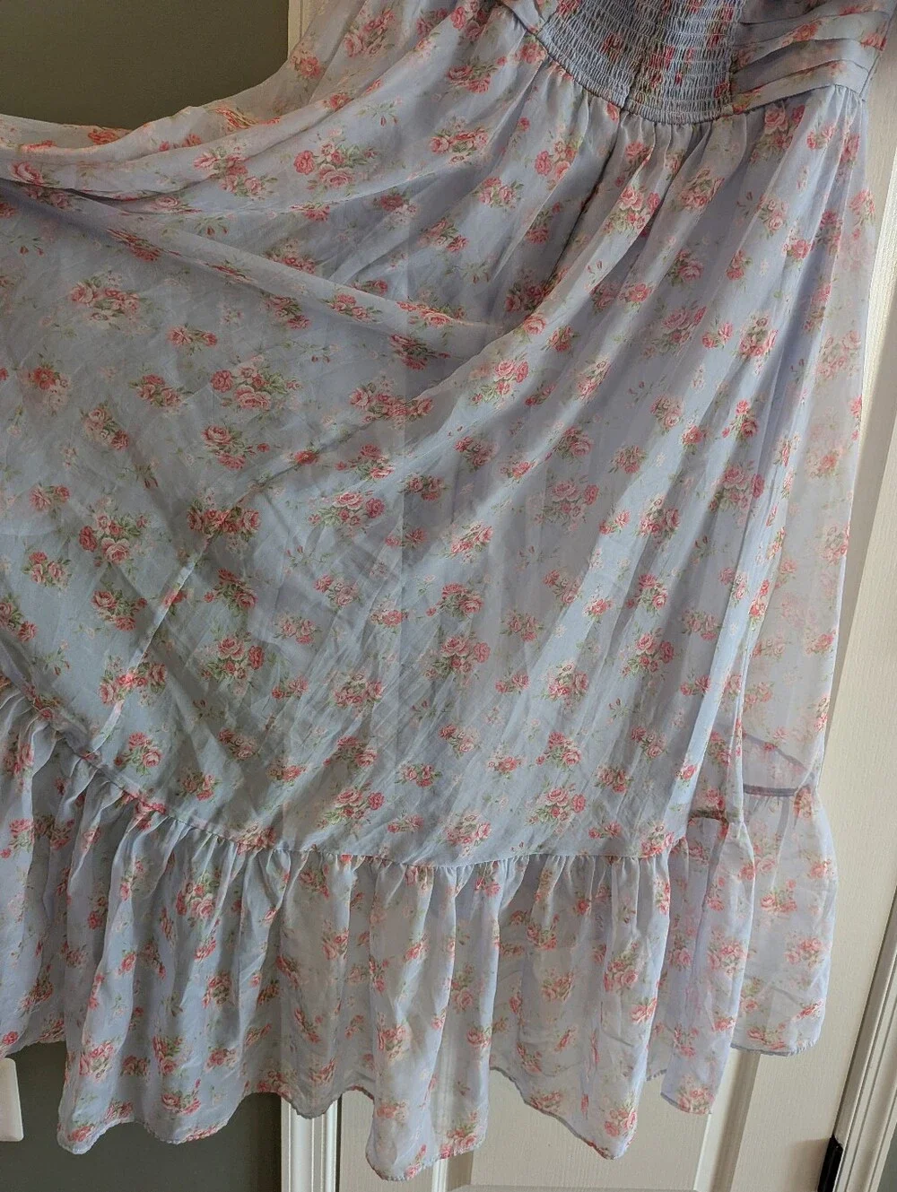 Abercrombie & Fitch Emerson Drama Maxi Dress Off-The-Shoulder Floral Ruffle XLP